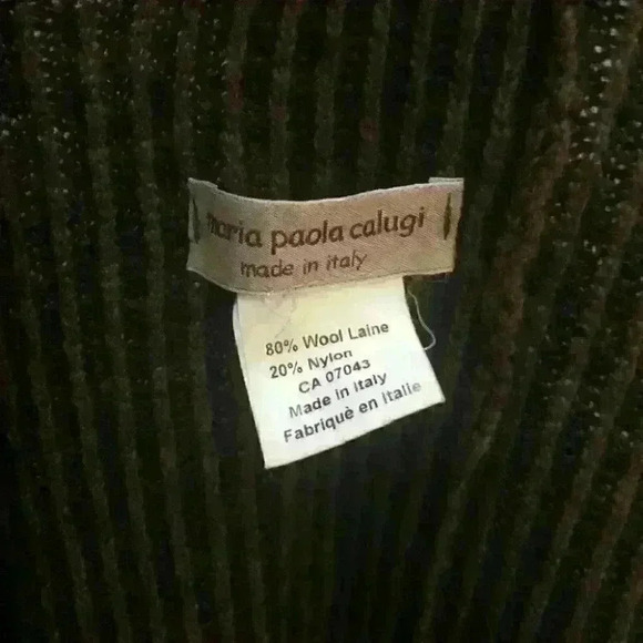 Maria Paola Calugi Italy Pinstripe Knit Wrap Wool Button Accent  Brown Black OS - Picture 8 of 10